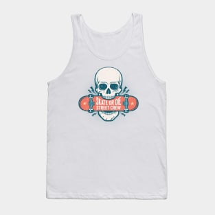 Skull holds a skateboard in his teeth Tank Top